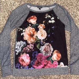 Long sleeve floral front sweater